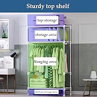 Vista 5 de large closets Portable Wardrobe Closet with Pattern Cloth Cover Wardrobe Closet Steel Rack Closet for Clothes Saves Space Storage Closet Space-saving