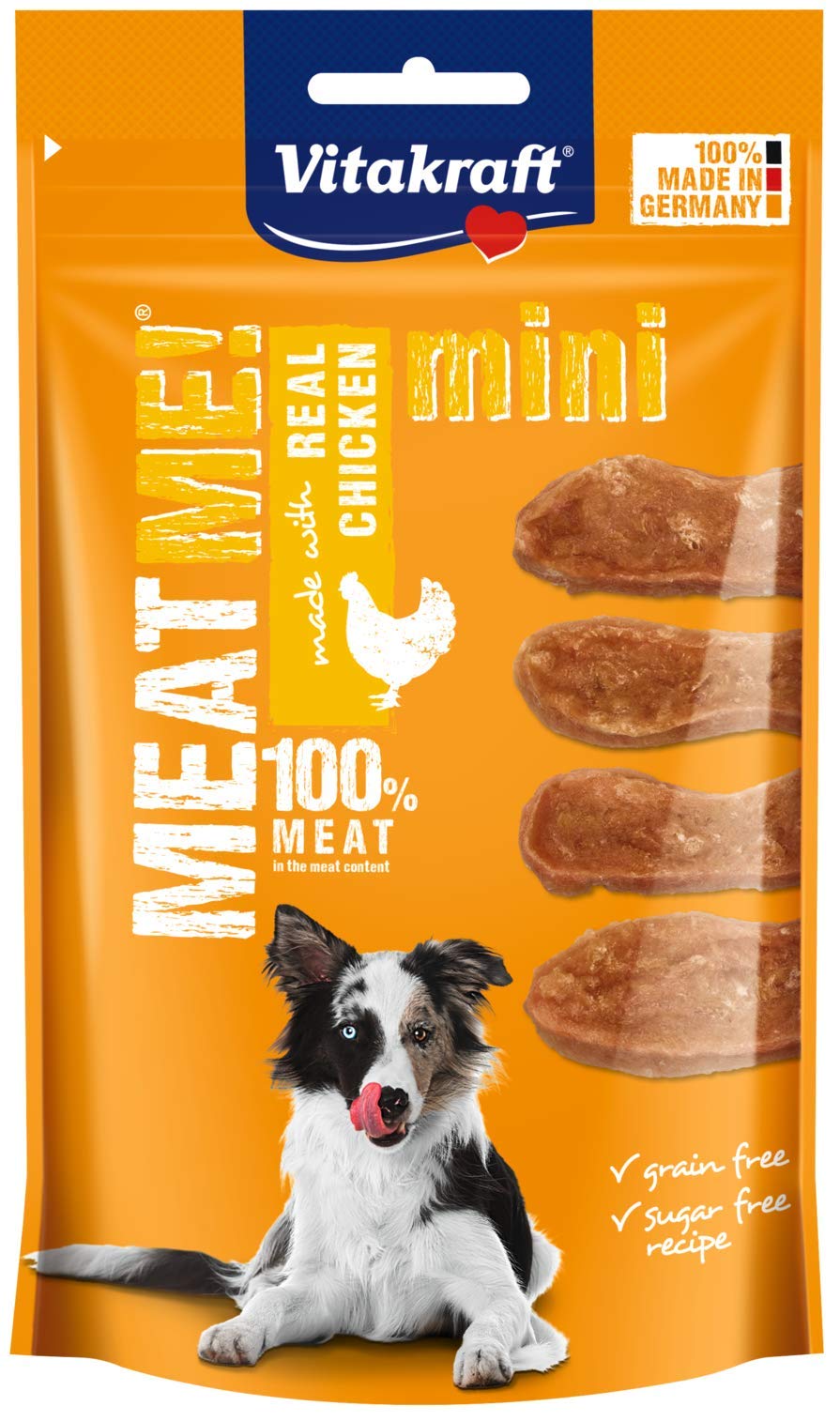 Vitakraft - Meat Me Mini, Snacks para Perros Pequeños de Carne de Pollo en Tiras - 60 g