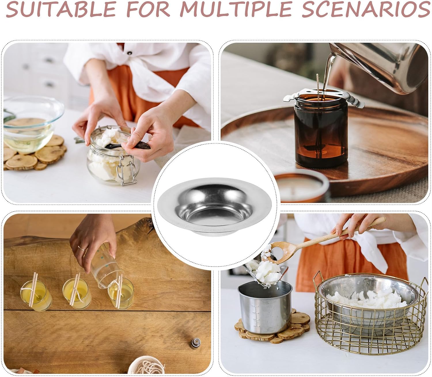 Stainless Steel Wax Warmer Dish Replacement Round Tray Xmas 2pcs image 3