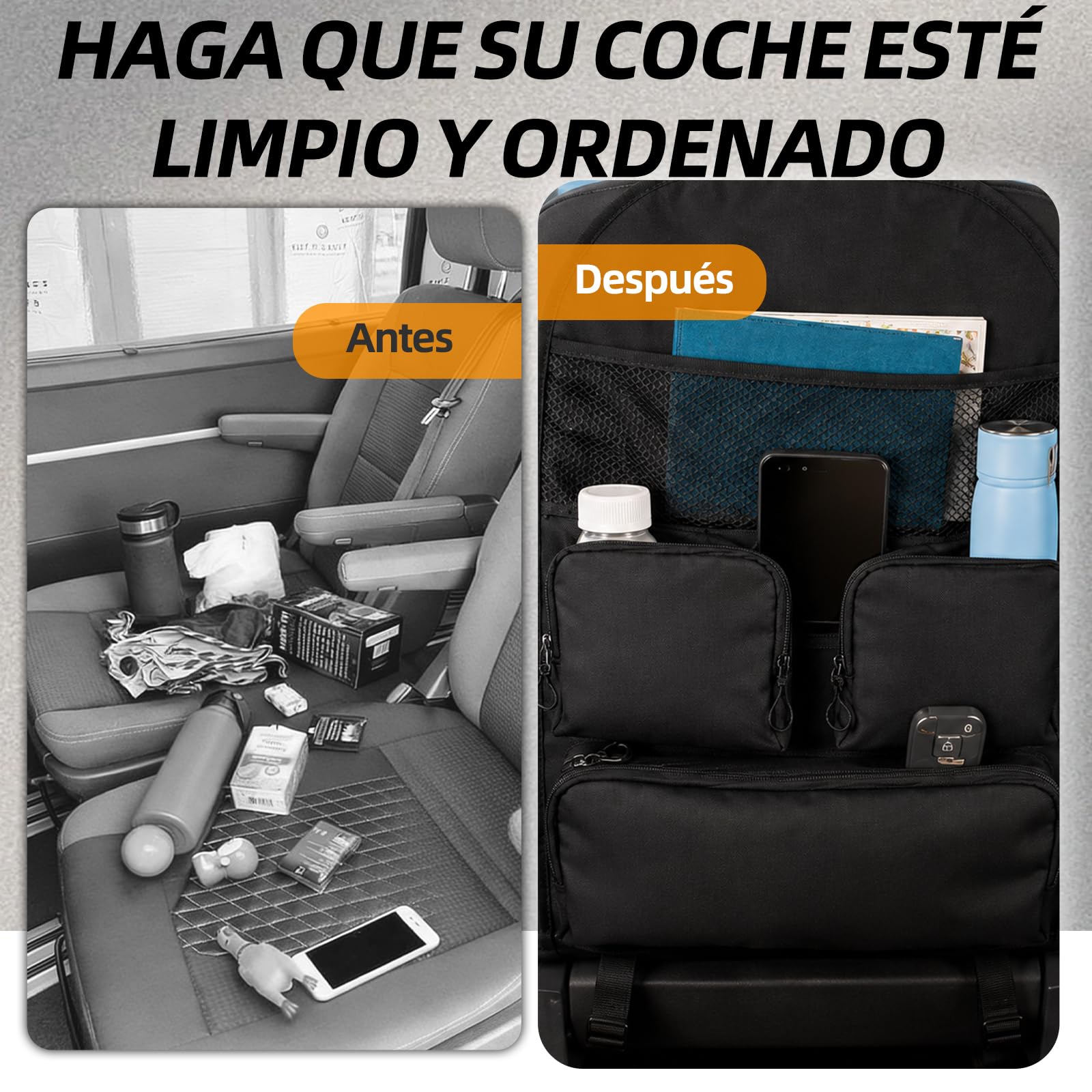 Organizador para asiento de coche, bolsa de almacenamiento con múltiples compartimentos, apto para Volkswagen T5, T6 y T6.1, impermeable y resistente a la humedad, ideal para camping y viajes
