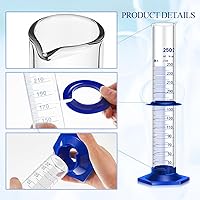 Vista 3 de Cilindro de medición graduado de vidrio grueso, cilindros de laboratorio de vidrio graduado, cilindro de medición de vidrio (8.5 fl oz)