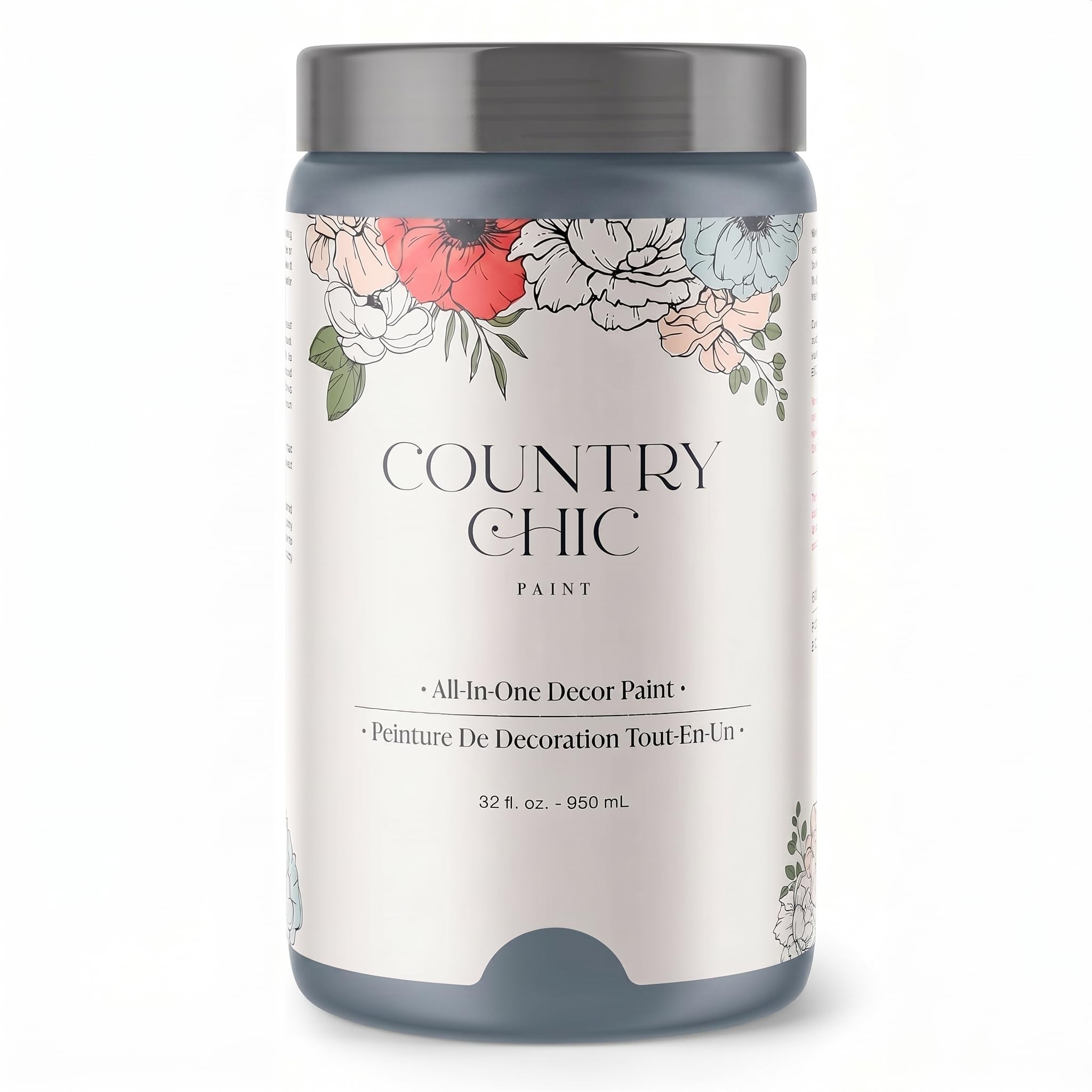Country Chic All-in-One Chalk Paint for Furniture, Cabinets, Home Decor, Crafts, Eco-Friendly, Matte Finish, Built-In Primer &amp; Top Coat for Wood, Metal - Daydreamer (blue) Quart (32 oz)