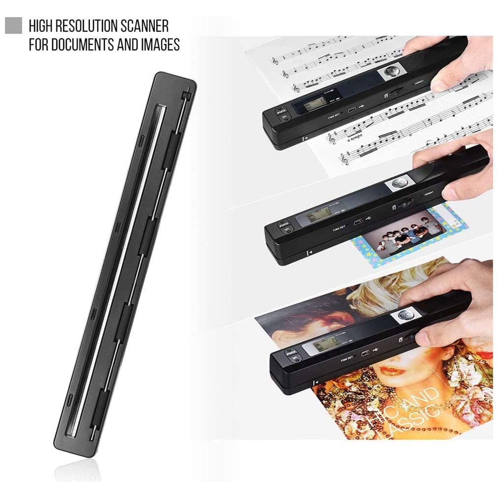 Attrezzatura per scanner portatile SCANSIONE VELOCE ad alta risoluzione di documenti A4 Ricevute di immagini Scansione aziendale portatile Tuta per avvocato Viaggiatore Studente (Nero)