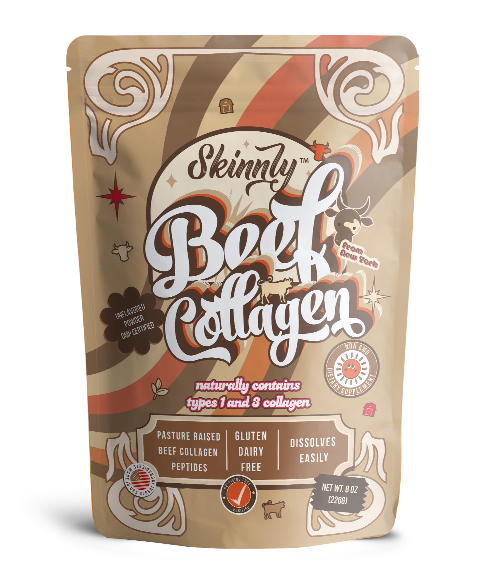 Collagen Peptides Powder Promotes Hair Nail Skin Bone and Joint Health Zero Sugar Unflavored 8 OZ