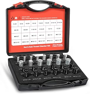 Nut and Bolt Thread Checker Nut and Bolt Size Gauge- 14 Inch & 12 Metric New Individually Assembled Thread Gauge Suitable for Detecting Fixed Bolts or Threaded Holes in Enclosed Areas