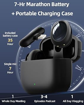 Wireless Mini Microphone for Content Creators Video Recording | AI Noise Cancellation, 48kHz/24bit Studio Sound, 35Hours Battery, USB-C Lapel Lavalier Mic for iPhone, Android, Computer
