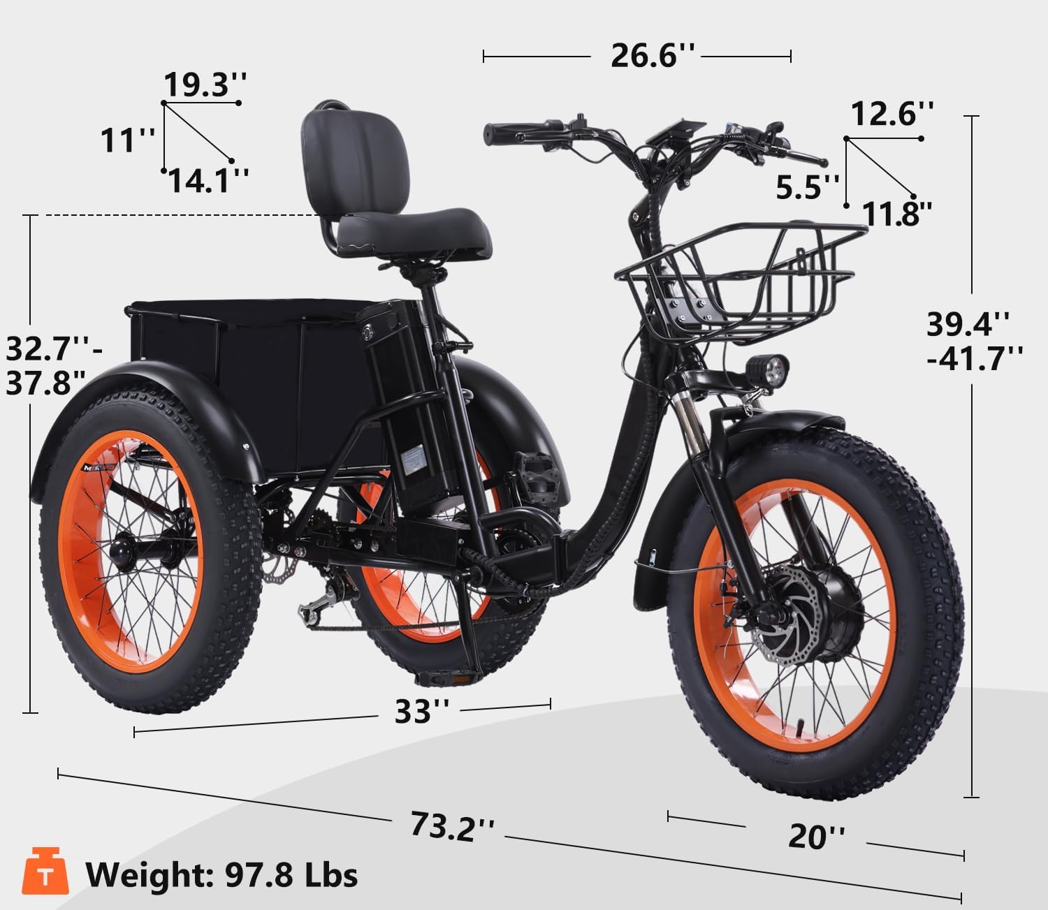 Broobey Electric Tricycle dimensions