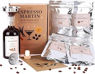 Apragaz Espresso Martini Gifts Kit, DIY Cocktail Infusion Kit with 4 Packs Espresso Martini Mix & Infusion Tool–A Unique Gift for Women, Perfect for Christmas/Birthday/Weddings/Housewarmings