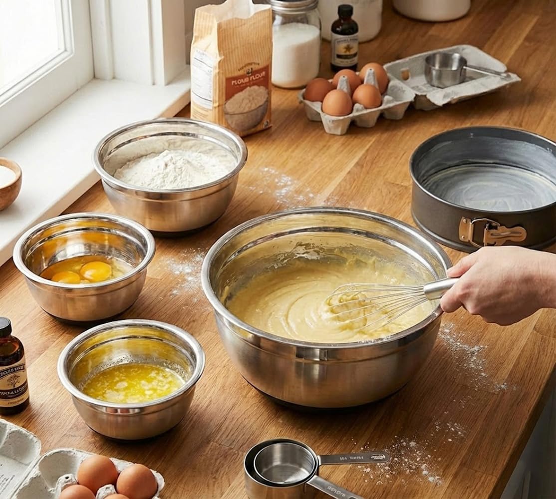 Miska do mieszania, zestaw 6 misek do pieczenia, serwowania, miska ze stali nierdzewnej z przezroczystą pokrywką, 3 nasadki do tarcia, 4,5 l/2,7 l/2 l/1,5 l/1,2 l/0,7 l, do gotowania