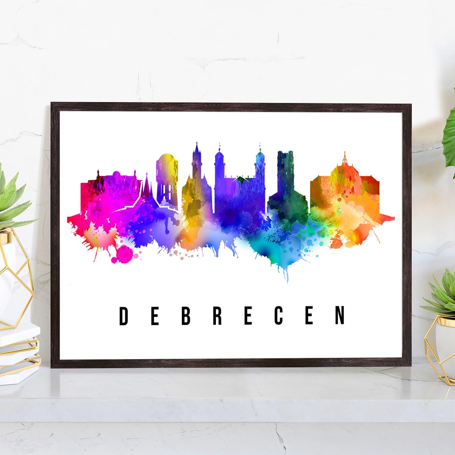 Pera Print Hungary Poster, Hungary-Debrecen Poster, Hungary Illustration Skyline City Poster, Modern Skyline Poster, Cityscape and Landmark Print, Home-Office Wall Art Decoration