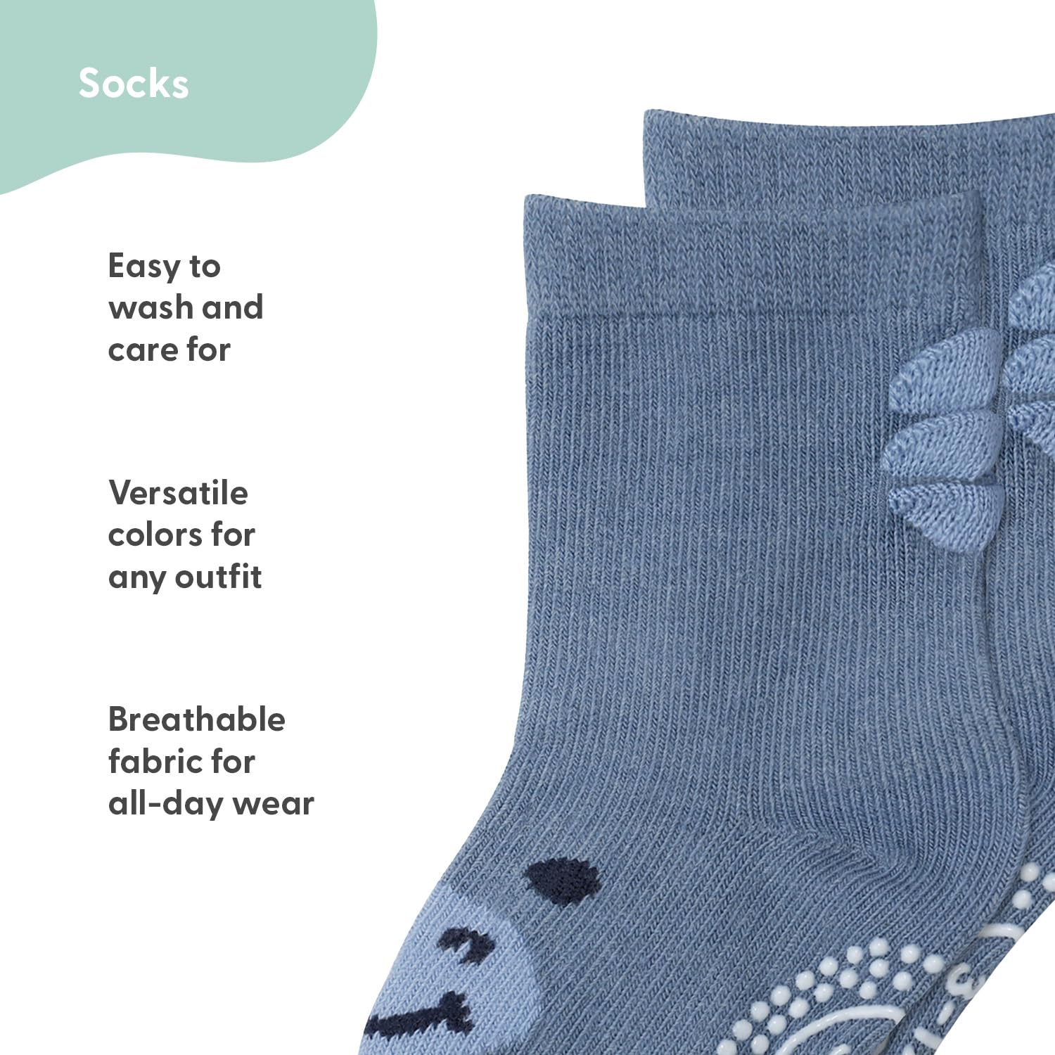 The Peanutshell Calcetines orgánicos para bebés de 3 a 12, 12 a 24 meses, agarre antideslizante, 100 % algodón, color azul, gris, Multicolor, 0-3 Months