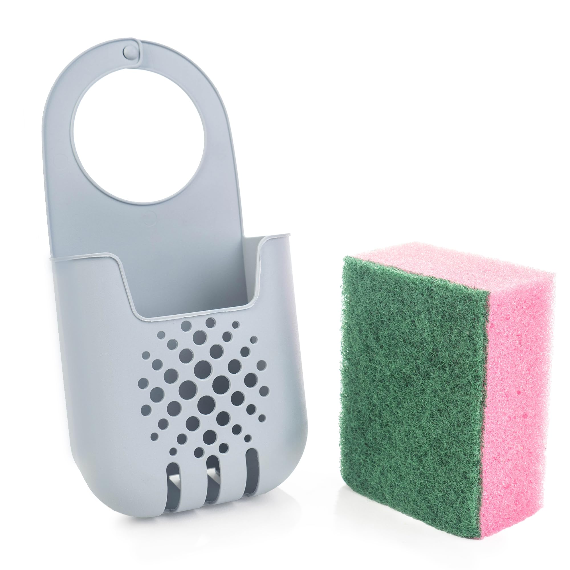 KADAX Schwammhalter, Abtropfgestell für Spülschwamm, Hängekorb zum Aufbewahren der Schwämme, Wasserhahnregal, Ordnungshelfer für Küche (Hellgrau) :