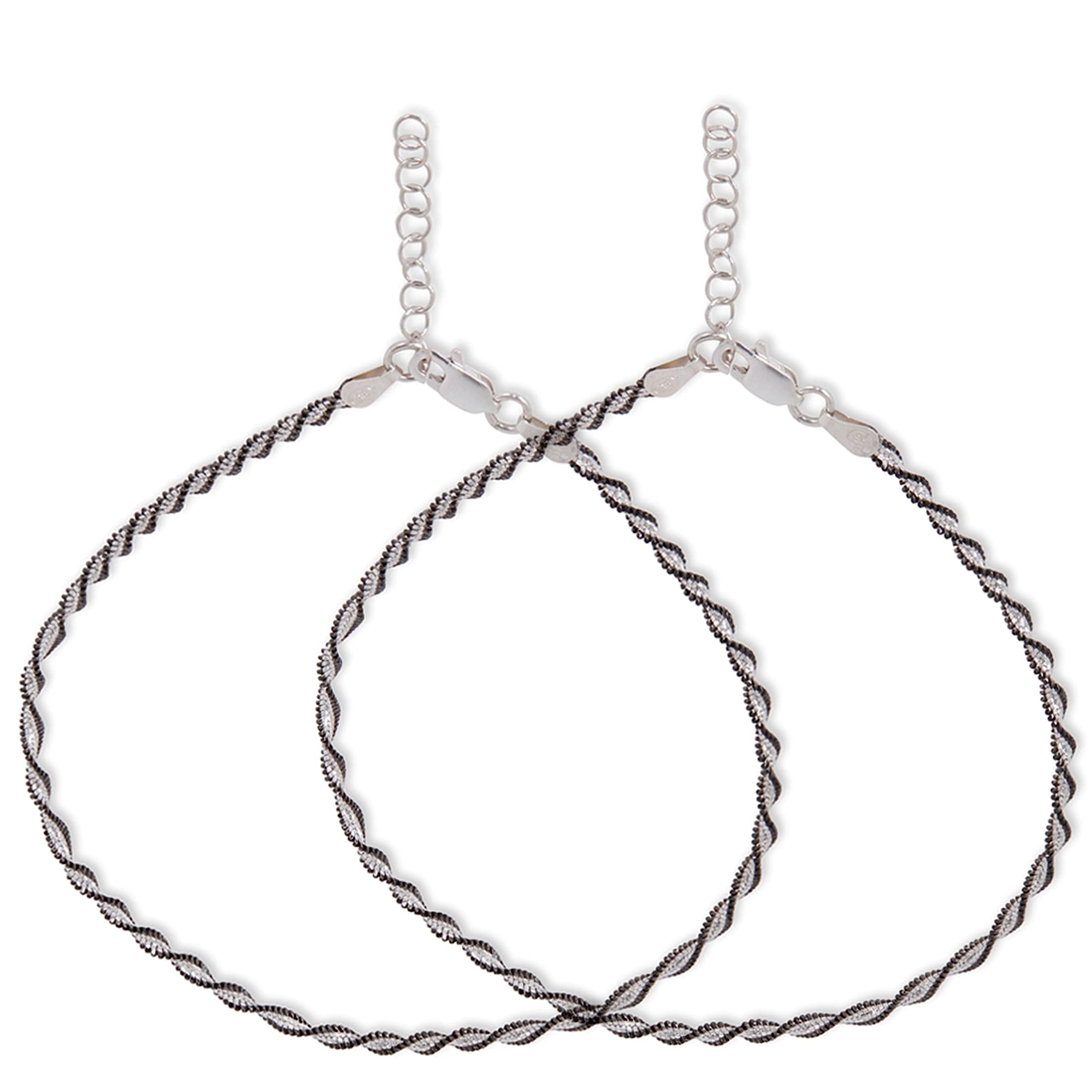 ZAVYA 925 Sterling Silver Designer Twisted Black Chain Rhodium Plated Anklet (Pair) | Gift for Women & Girls | With Certificate of Authenticity & 925 Hallmark (B0B1N5X4RS) Amazon Price History, Amazon Price Tracker