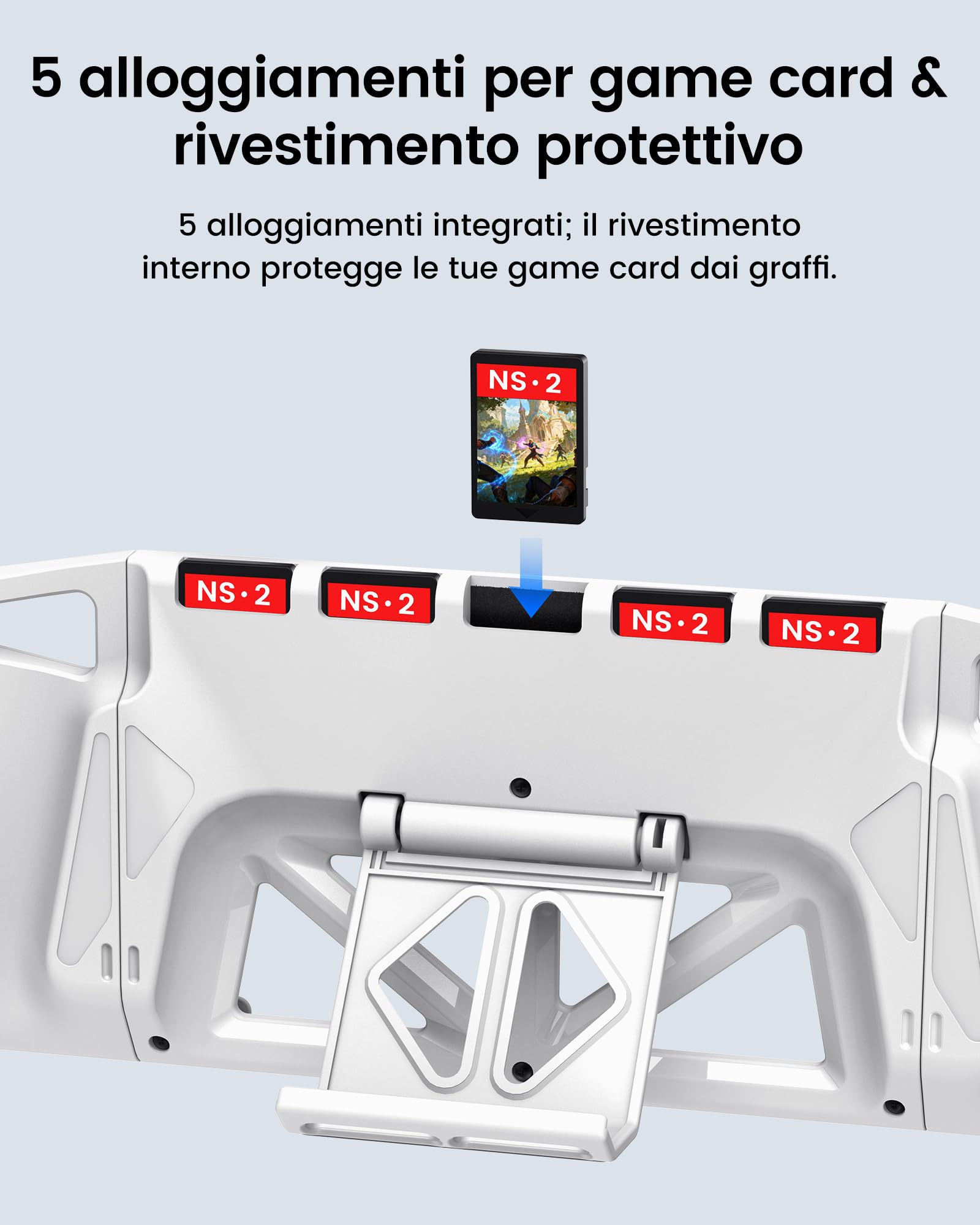 Custodia Grip Ergonomica Magnetica per Switch 2 2025 – Cover con Joycon Rimovibili Singolarmente, 5 Slot per Giochi & Supporto Regolabile, Accessori Switch 2 Orientati al Comfort