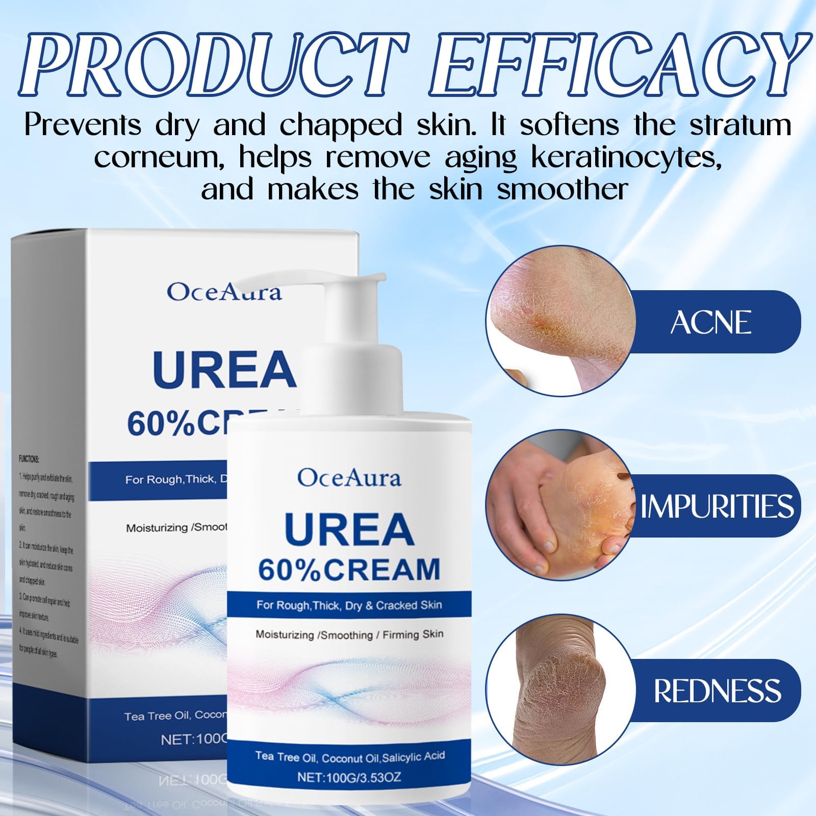 Crema Urea 2PCS, Urea Piedi, Piedi Arricchita con, Crema piedi secchi screpolati, per Mani, Talloni, Gomiti, Unghie e Ginocchia