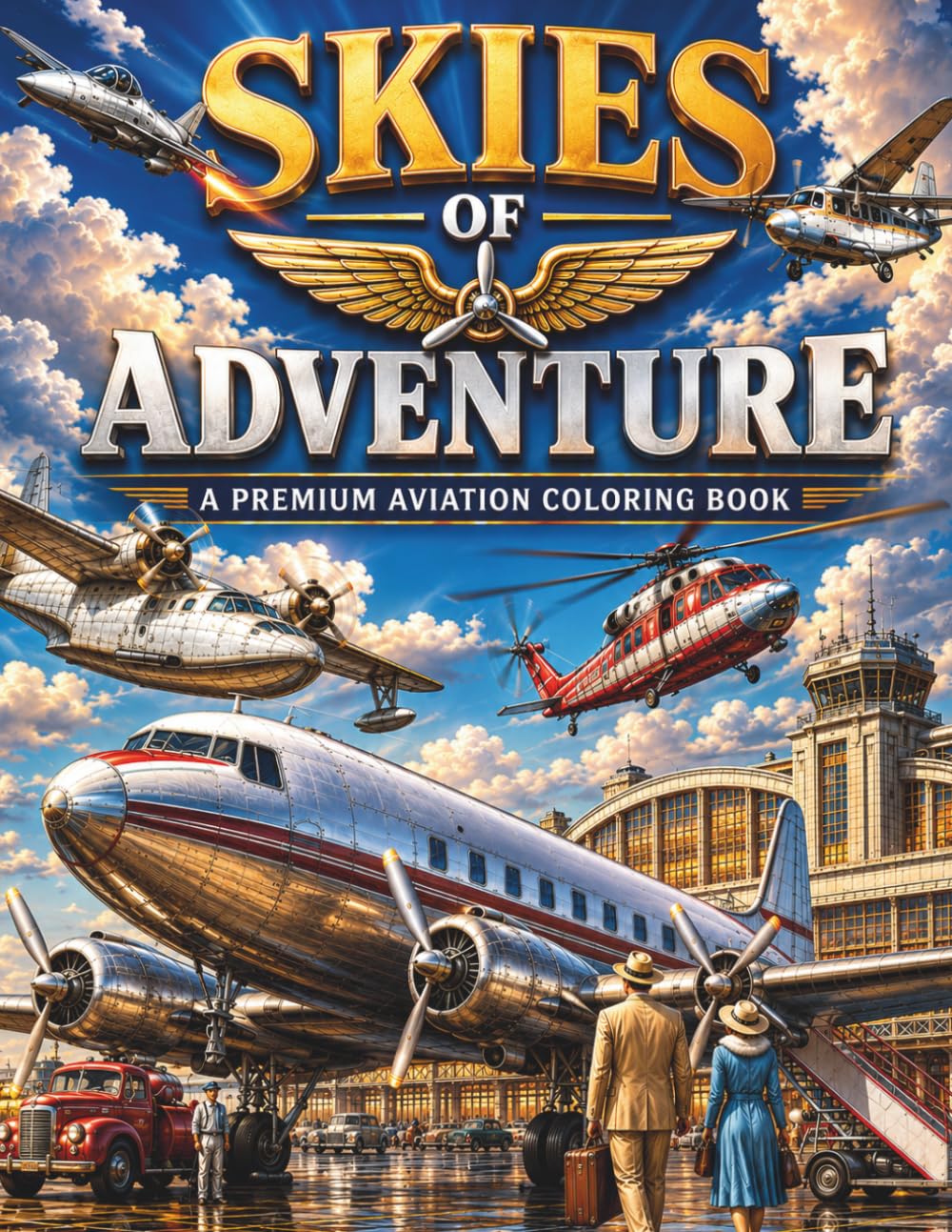 Skies of Adventure: A Premium Aviation Coloring Book