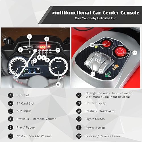 Miniatura 4 de OLAKIDS Motocicleta de 12 V para niños, motor eléctrico con música, pedal de pie, rueda de entrenamiento, luz LED brillante, juguete de triciclo