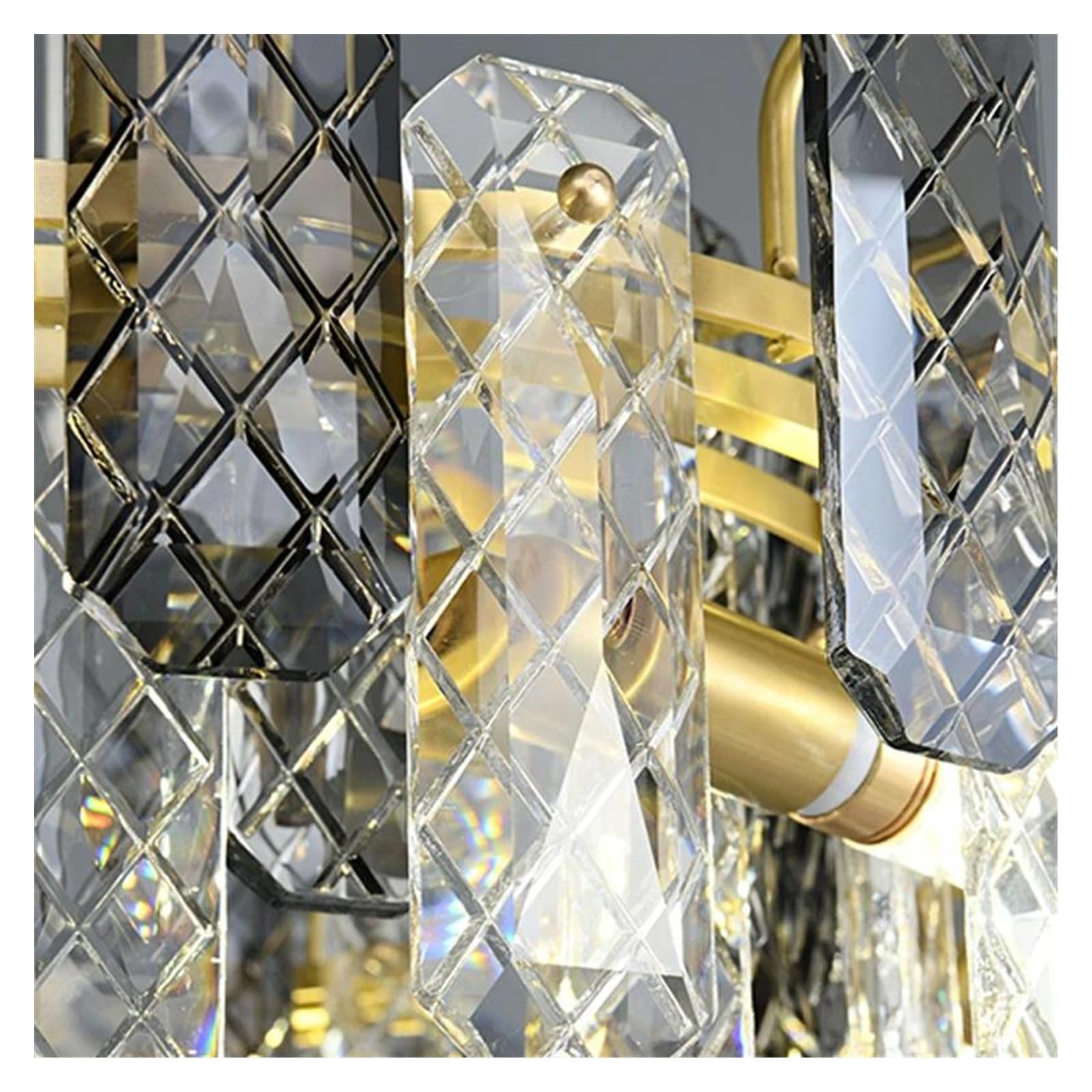 Genérico Lámpara de techo moderna cristal redonda latón gris ahumado for sala estar, comedor, iluminación del hogar, decoración, personalizable(Warm White,AD50CM)