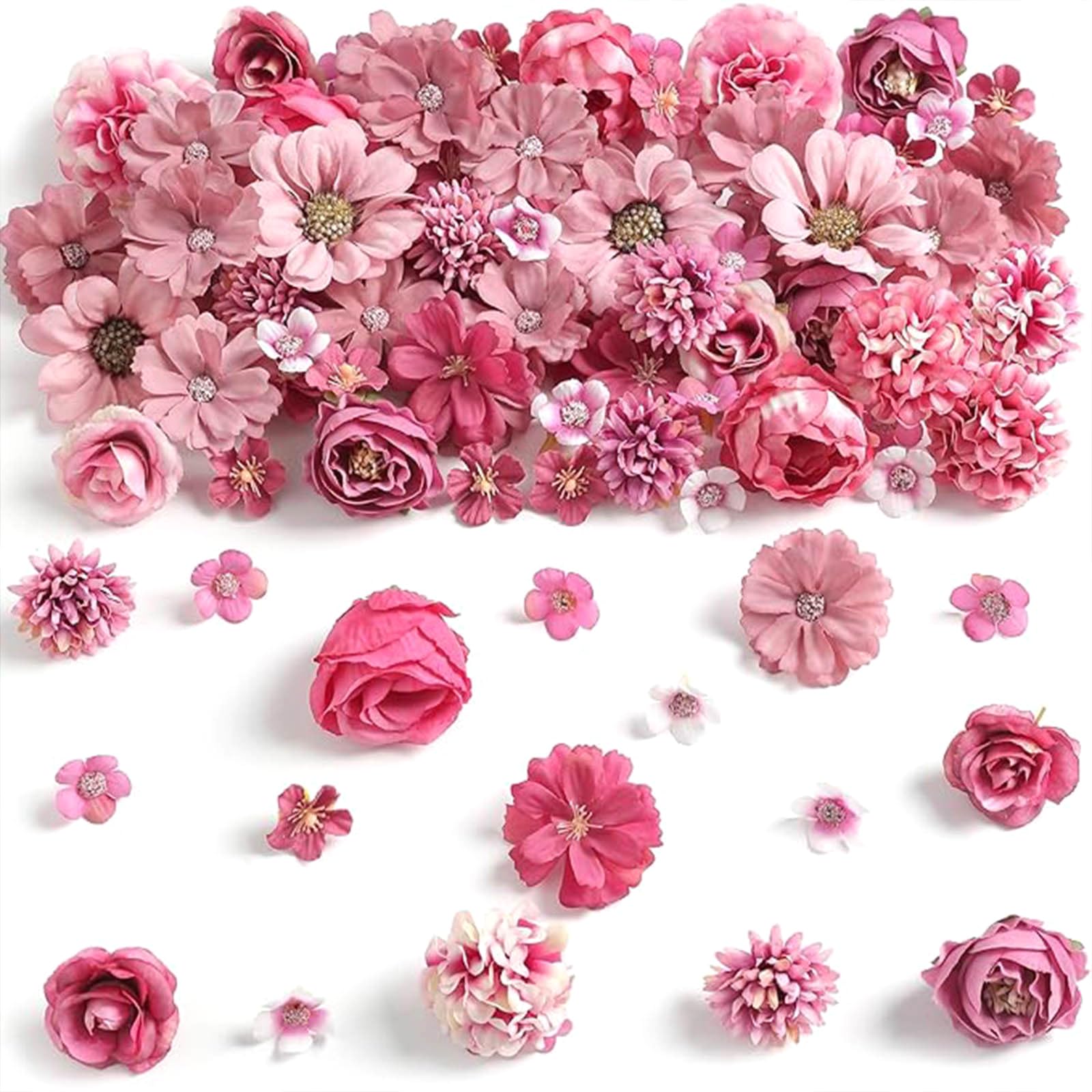 ZBIianxer 80Pcs Realistic Flower Heads 25-43mm for Wedding Centerpieces, Photo Album Decor, Arrangements & Bridal Accessories Flower Heads
