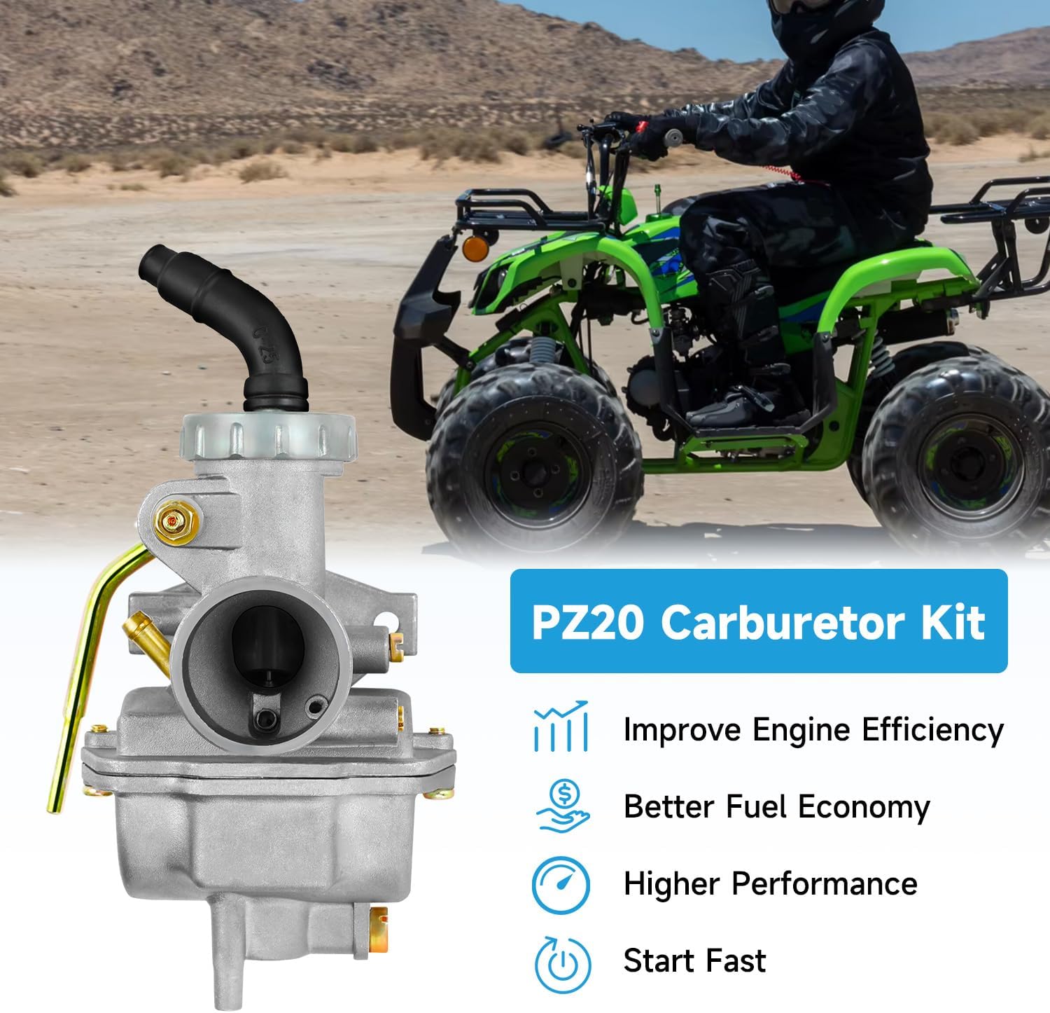 EOPOAYI PZ20 Carburetor Ignition Coil Starter Solenoid Relay Kit Compatible with 125cc 110cc Tao tao Coolster ATV Chinese 4-Stroke Kazuma Baja Lifan Vitacci Go Kart Quad 4 Wheeler Pit Dirt Bike Parts