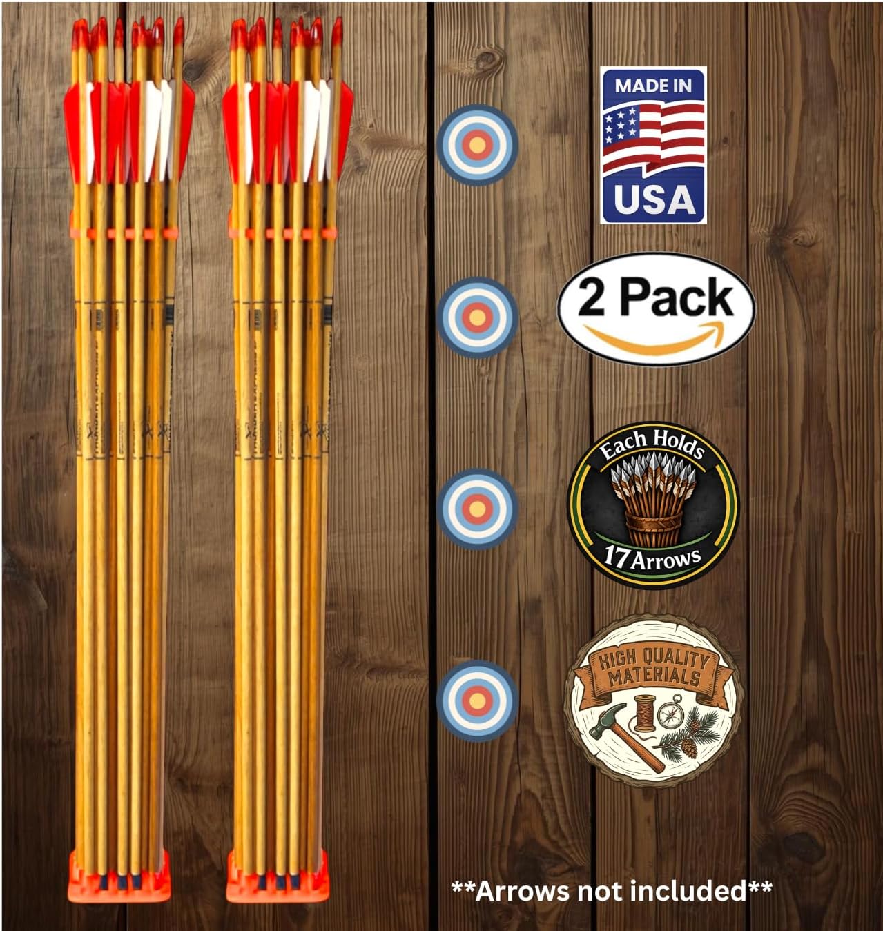 Arrow Holder | 2 Pack Brackets Holds 34 Arrows | Archery Arrow Holder Mount | Durable Arrow Holder Archery Accessory for Bow Hunting, Target Shooting & Outdoor Practice image 2