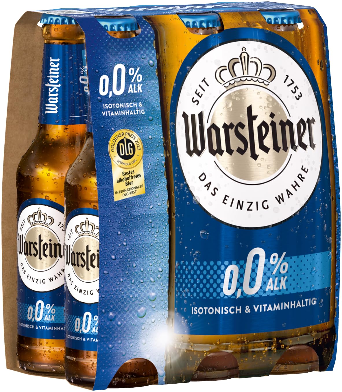 Warsteiner Premium Pilsener Alkoholfrei 0,0% Flaschenbier, MEHRWEG im Kasten, Alkoholfreies isotonisches Pils Bier mit 0,0% Alc., 24er Kiste (24 x 0.33 l)