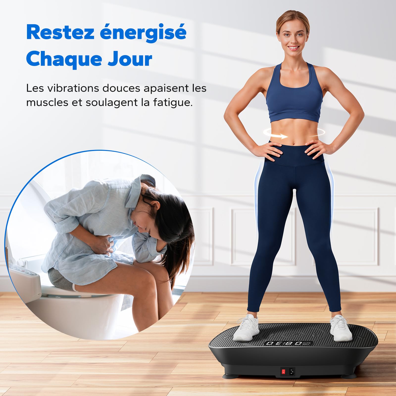 MERACH Plateforme Vibrante, Plaque Vibrante Silencieuse et Compacte pour Le Modelage du Corps et la Relaxation, avec Tapis en Silicone Confortable, écran LED et Télécommande