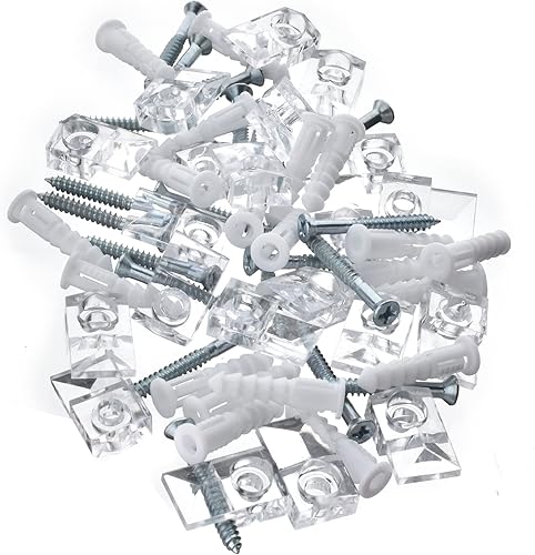 Miniatura 2 de Paquete de 20 clips de soporte de espejo sin marco de 0.118 a 0.157 pulgadas, clip de montaje de espejo transparente, clips de retención de vidrio