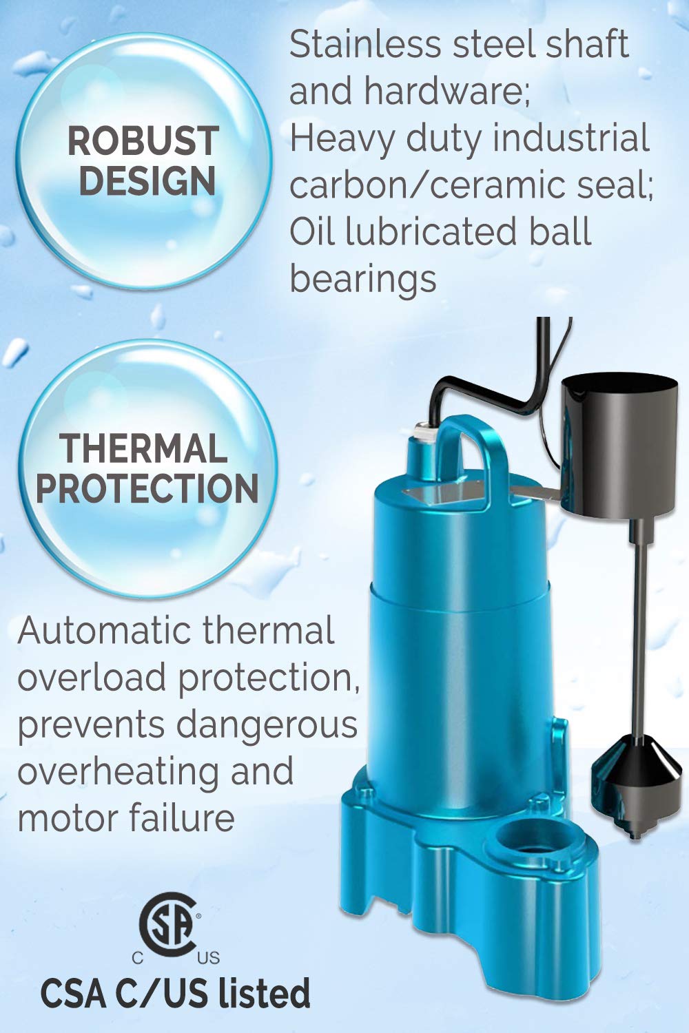 🔥 Flаѕh Sаlе Barnes 112551 Model SP33VF Submersible Cast Iron Sump Pump – 1/3 HP, 3,000 GPH, 10' Cord, Piggy Back Mechanical Float Switch, For Residential Use