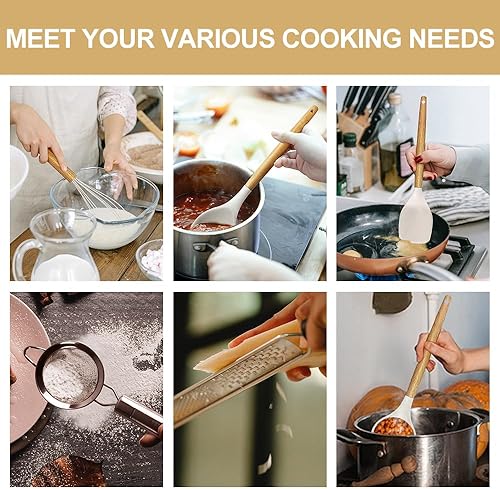 Miniatura 6 de Juego de utensilios de cocina - 35 piezas de utensilios de cocina con rallador, pinzas, espátula de cuchara y girador hechos de silicona resistente