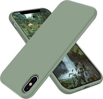 OTOFLY Compatible with iPhone Xs Max Case,Ultra Slim Fit iPhone Case Liquid Silicone Gel Cover with Full Body Protection Anti-Scratch Shockproof Case, [Upgraded Version] Calke Green
