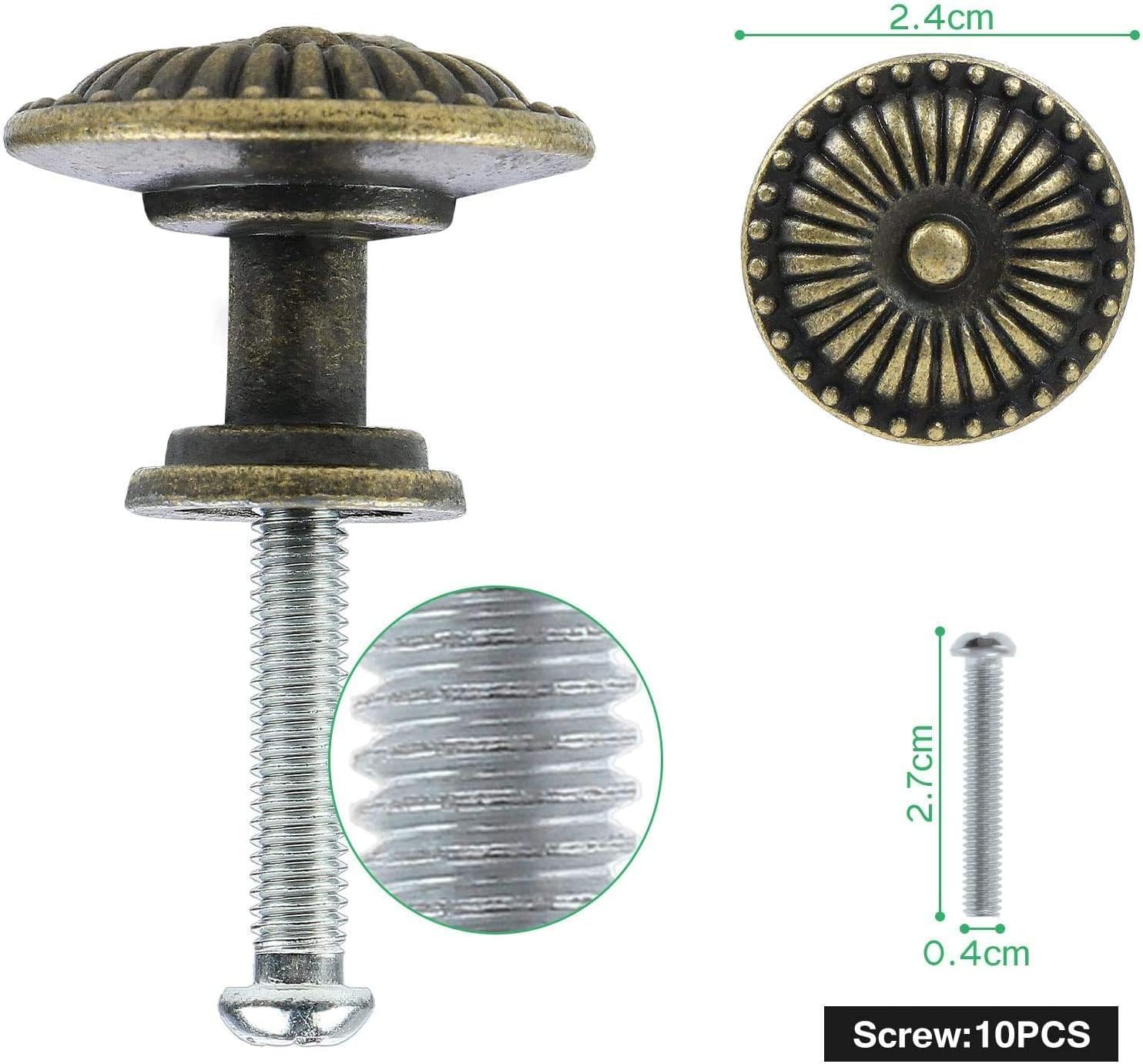 Ring Pull，Door Handles,Round Pull Knobs Handles, 10pcs Door Knob 30mm Round Kitchen Cabinet Knobs Pull Antique Floral Farm Dresser Drawer Pull Handles Hardware Cabinet Drawer for Closet Door (Color :