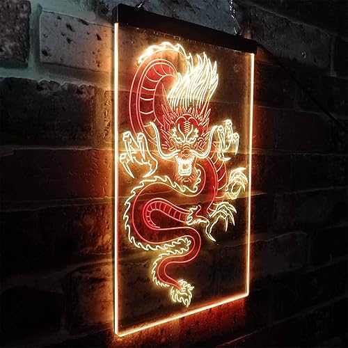 Vista 15 de ADVPRO Chinese Dragon Room Display Dual Color LED Neon Sign Green & Red 16" x 24" st6s46-i3225-gr