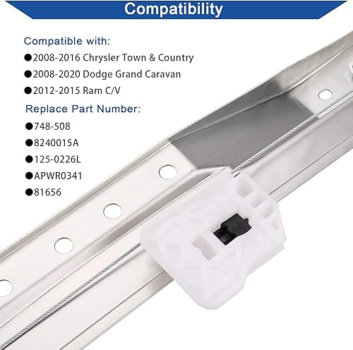Vista 3 de Obaee 748-508 Elevalunas eléctrico delantero izquierdo del lado del conductor y conjunto de motor compatible con Dodge Grand Caravan