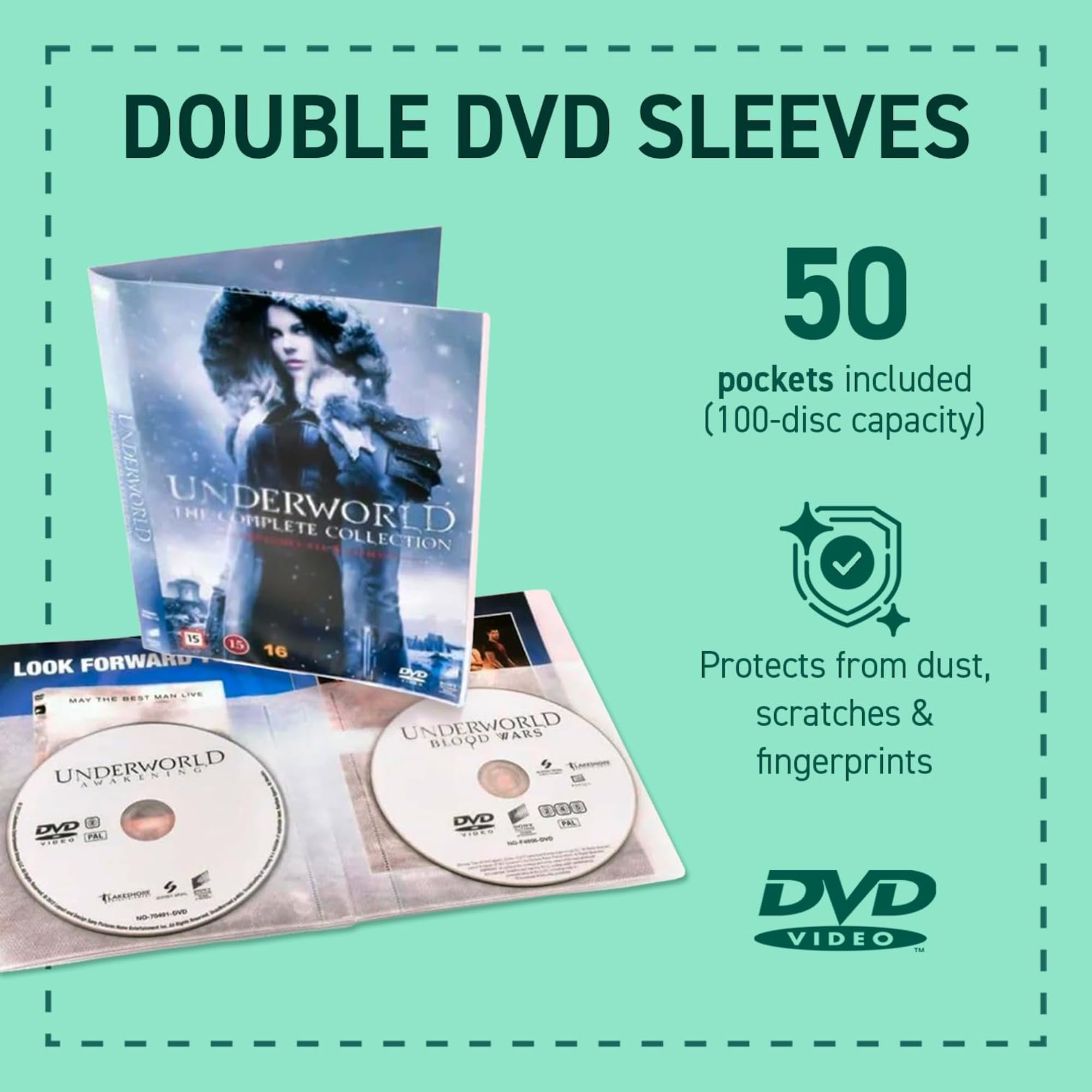 Tarifold 10280 - Custodie per DVD, 2 DVD per tasca con spazio per copertina e libretto