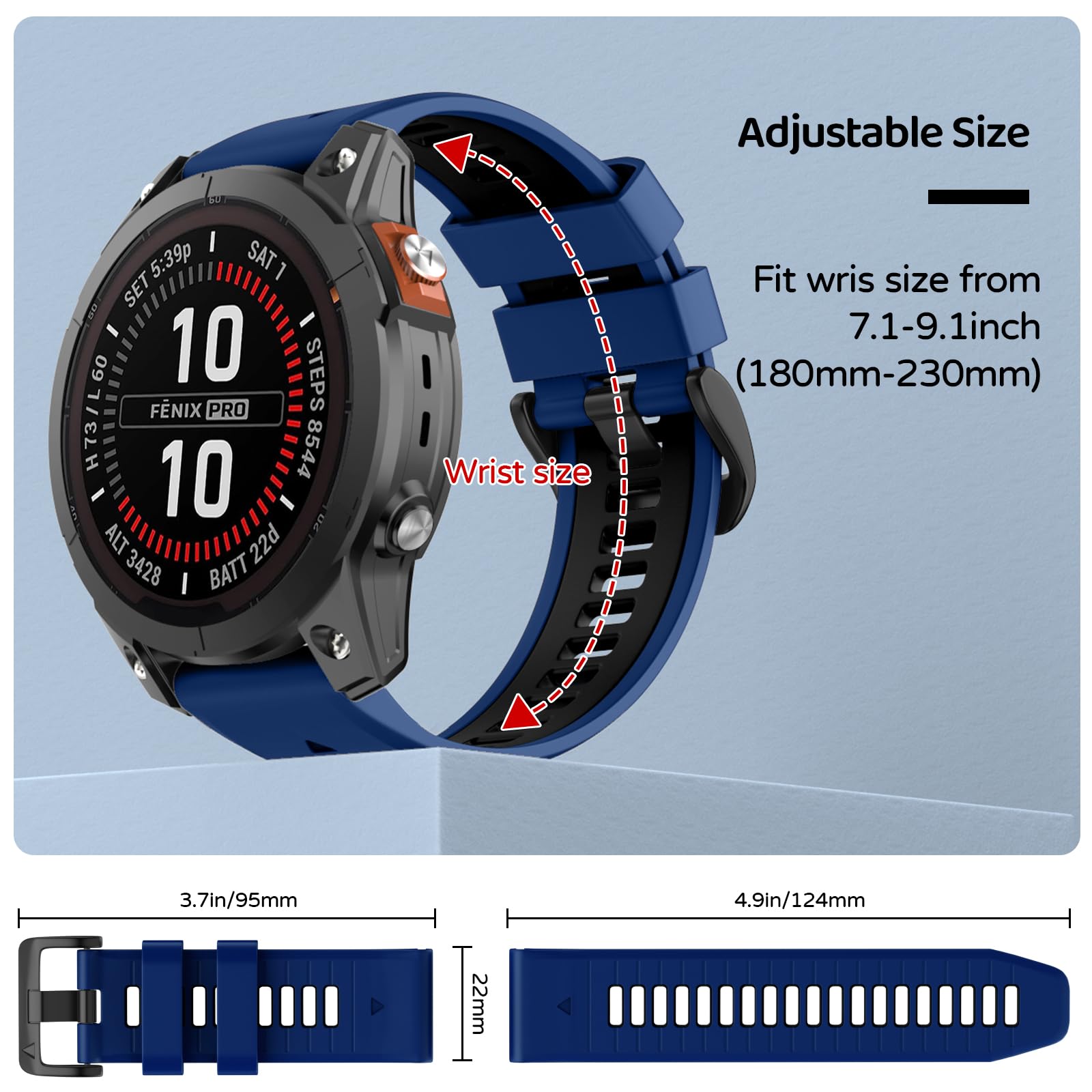 U-LIMVE Watch Strap for Garmin Fenix 8 47mm/Fenix E/Fenix 7/Fenix 7 Pro/Fenix 6/Fenix 6 Pro/Fenix 5/Epix Pro 47mm - Image 4