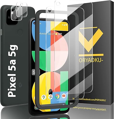 WILLONE (2+2 piezas para Google Pixel 5a protector de pantalla (2 piezas) + protector de lente de cámara (2 piezas) + herramienta de alineación,