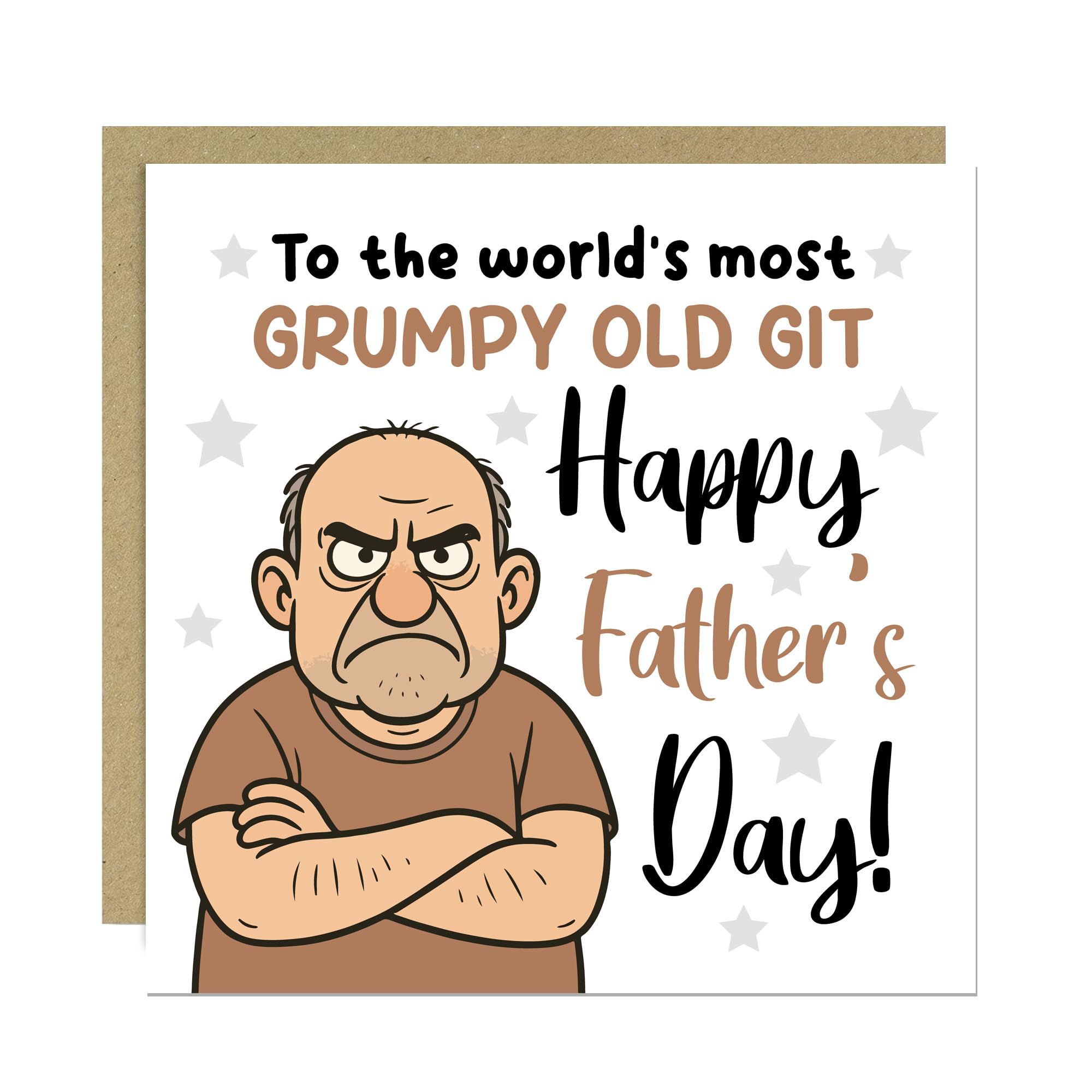 RED OCEAN Happy Fathers Day Funny Novelty Card For Dad Grumpy Old Git Humourous Father's Day Card From Daughter Son Joke For Dad 14. 5x14. 5cm With Kraft Envelope
