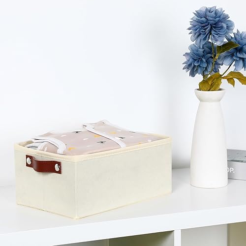 Vista 65 de Bidtakay Canastas pequeñas de almacenamiento de lona con asas [6 unidades] Contenedores de almacenamiento de tela azul marino de 11.8 x 7.8 x 5