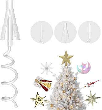 Christmas Tree Topper Holder -Universal Twist On Tree Topper Stabilizer Xmas Tree Topper Support Adjustable Secure Attachment for Star Angel Snowflake Ornaments Fit Most Christmas Trees & Topper Bases