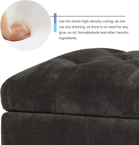 Miniatura 19 de Homebeez Banco otomano de almacenamiento Reposapiés Taburete Mesa de centro con elevador (gris) Gris,Marrón,Gris oscuro,Verde oliva,Rojo -