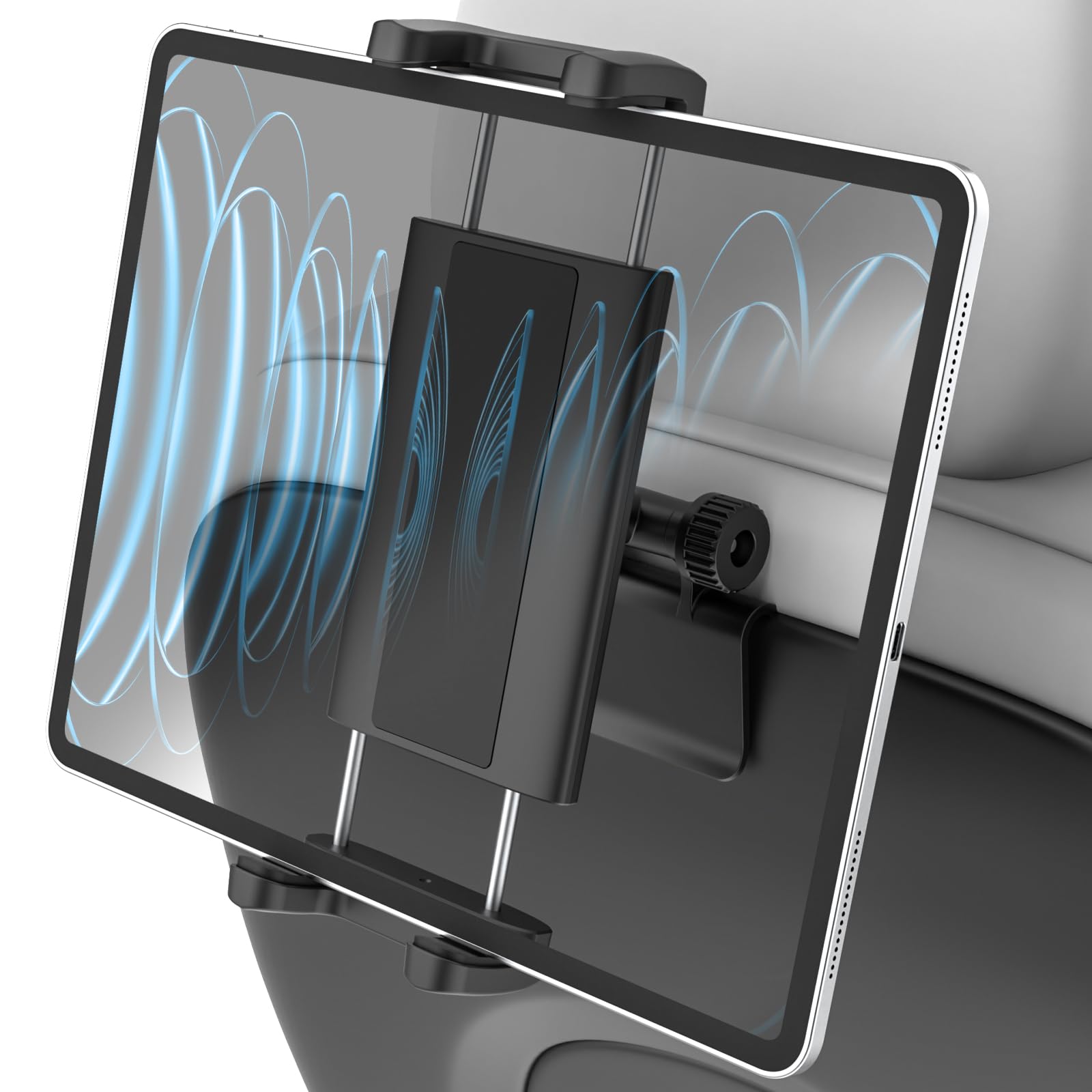 Support Tablette Tesla Model Y/3, [Tête Métallique] Support de iPad Appuie Tete Tesla Model Y, Support Tablette Tesla Model 3 Siège Arrière pour iPad Pro Air Mini, 4-12.9" Téléphone