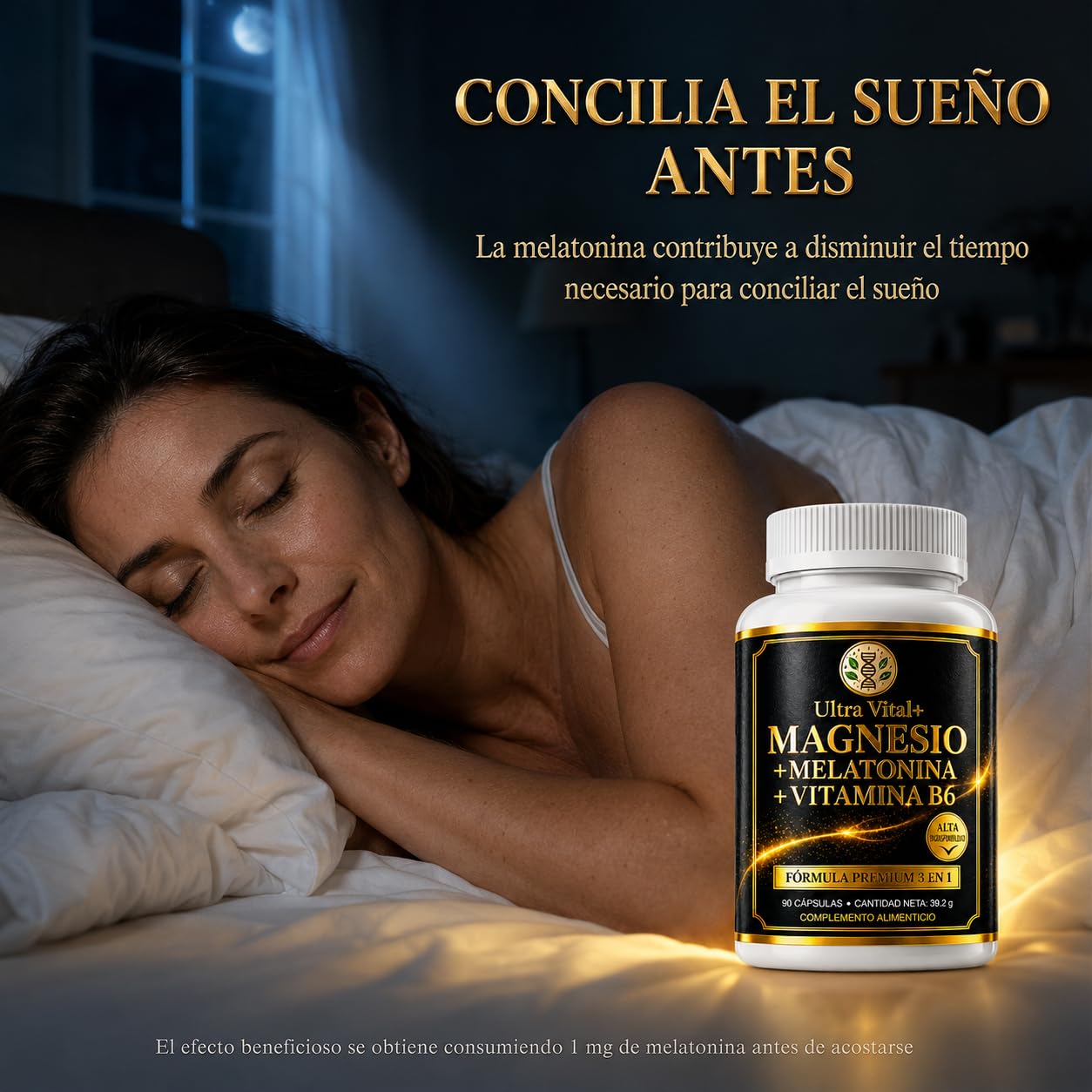 Pack Día y Noche Ultra Vital+ | Magnesio Bisglicinato/Glicinato con Melatonina 1,8 mg y Vitamina B6 + NAD Resveratrol Puro 1000 mg con Trans-Resveratrol | Sin Cafeína, para Dormir | 150 Cápsulas