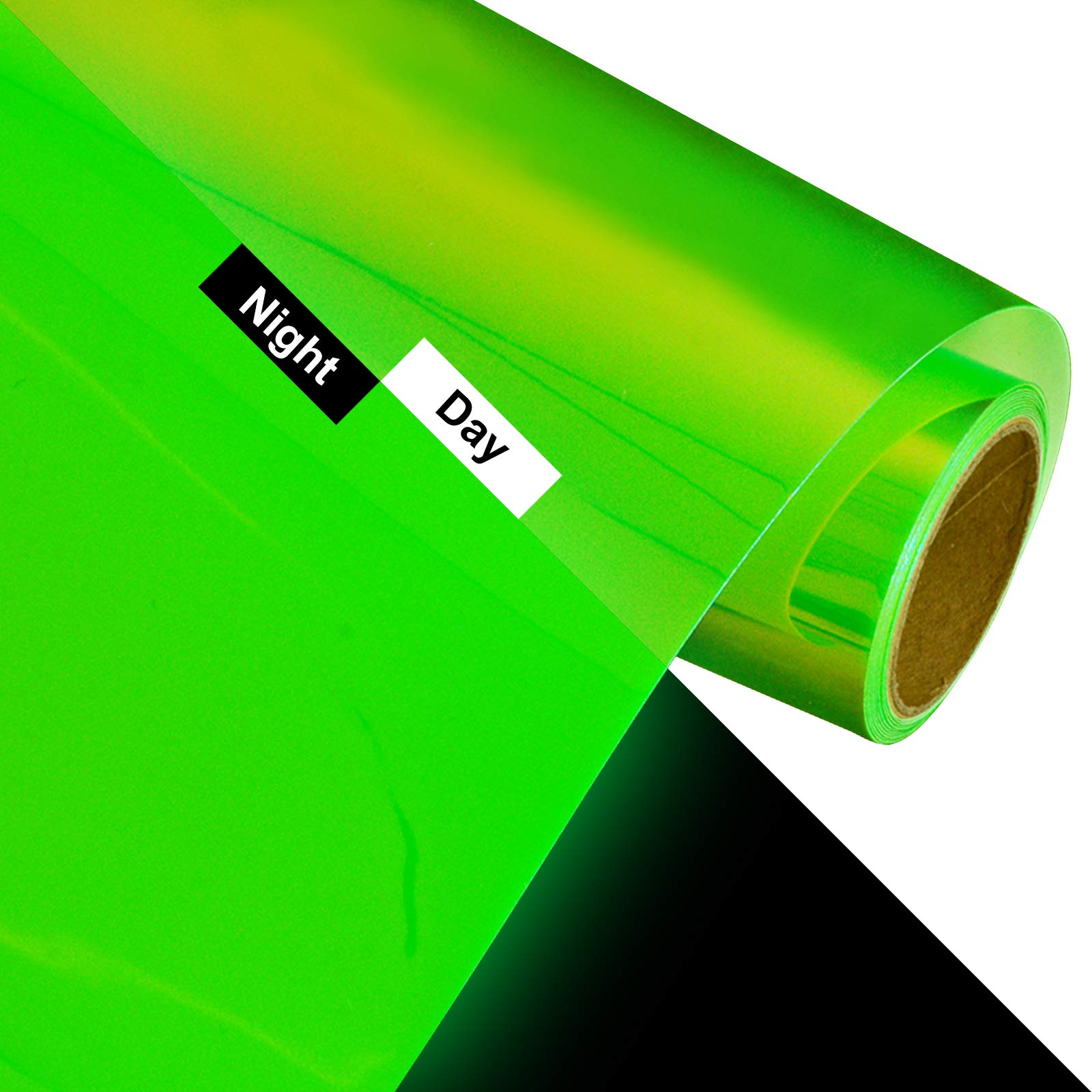 Holographic Glow in the Dark Iron on Vinyl HTV Heat Transfer Vinyl - 10 Inch by 5 Feet Luminous Chameleon HTV Vinyl Rolls for T-Shirts (Green)