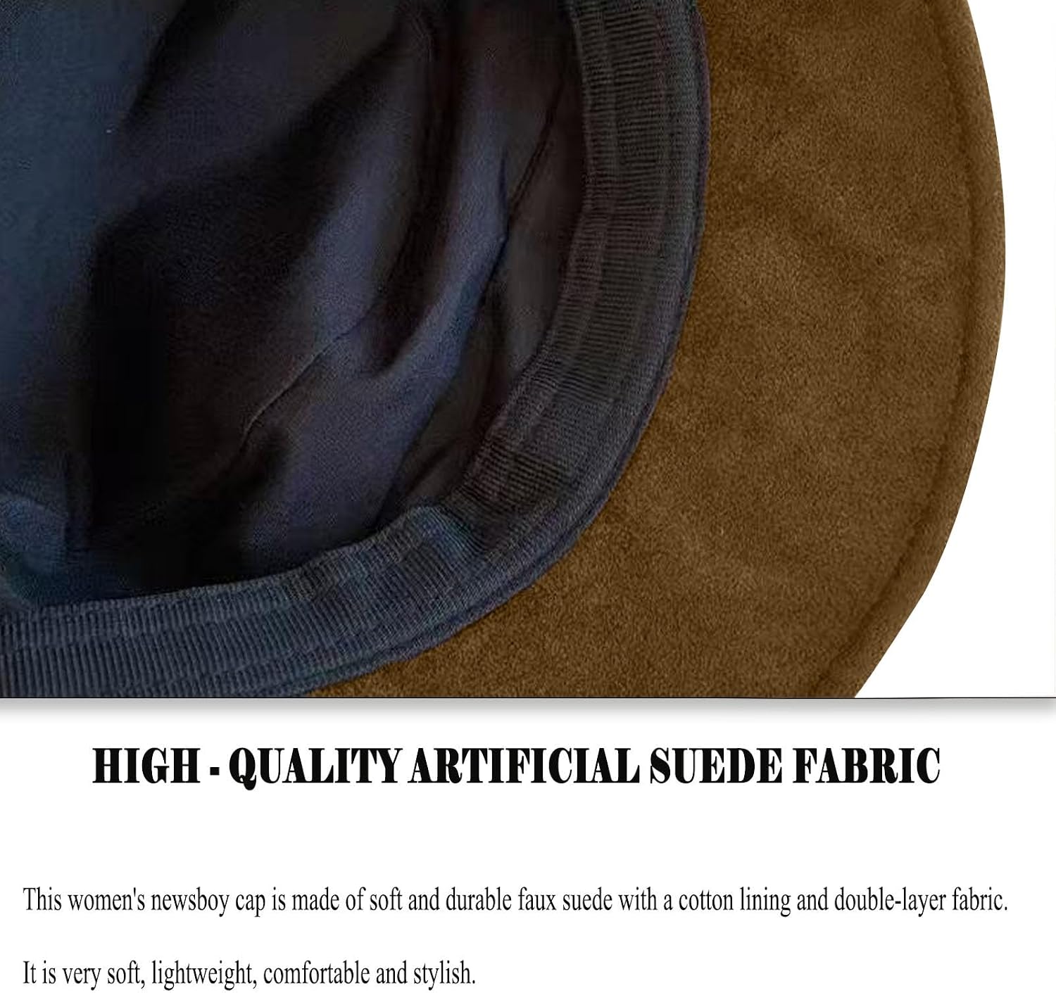 huablo Women's Suede Flat Top Newsboy Cap - Soft Brim & Hook - and - Loop Adjustment - Fall Winter Cabbie Paperboy Hats