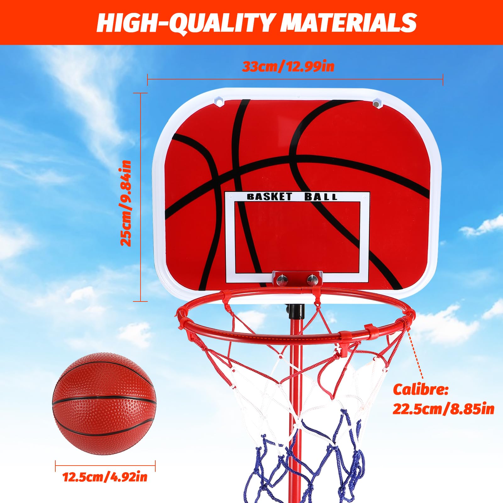 Canestro Basket BAKAJI Per Bambini Con Altezza Regolabile Fino A 160 Cm | Base Riempibile, Pallone E Gonfiatore Inclusi