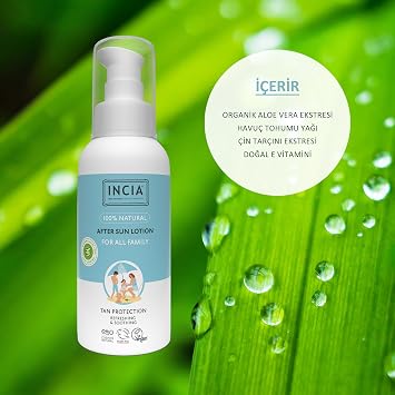 INCIA 100% Natural After Sun Lotion After Sun Organic Aloe Vera Moisturizing Relaxing 100 ml