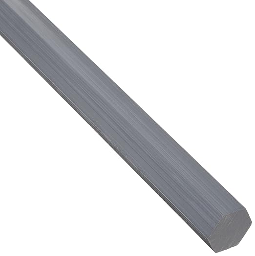PVC (Polyvinyl Chloride) Hex Bar, Opaque Gray, Standard Tolerance, 3/4 ...