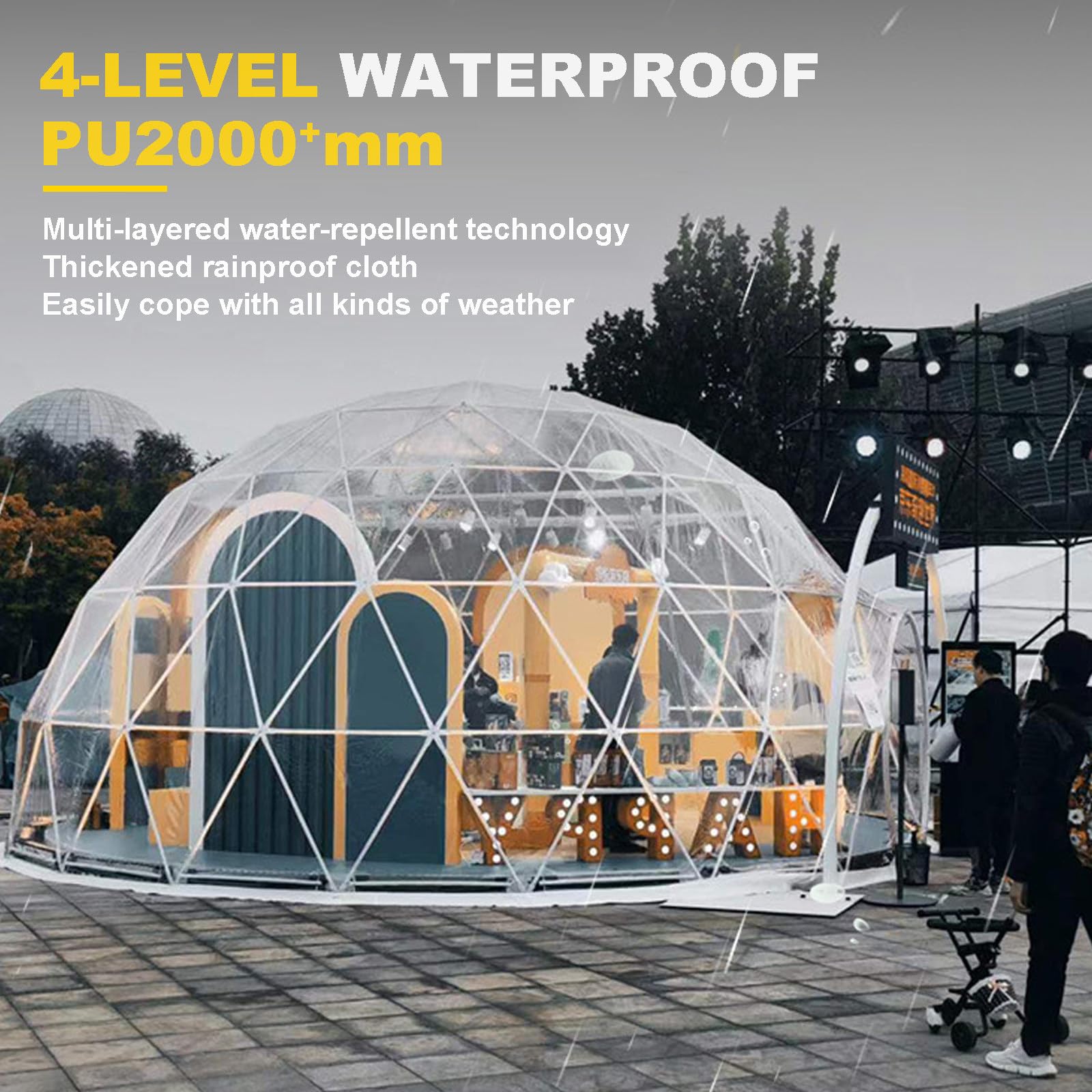 Zewnętrzny namiot kopułowy dla dorosłych, przezroczysty geodezyjny Igloo z widokiem 360° do ogrodu, na kemping, obserwację gwiazd i imprezy