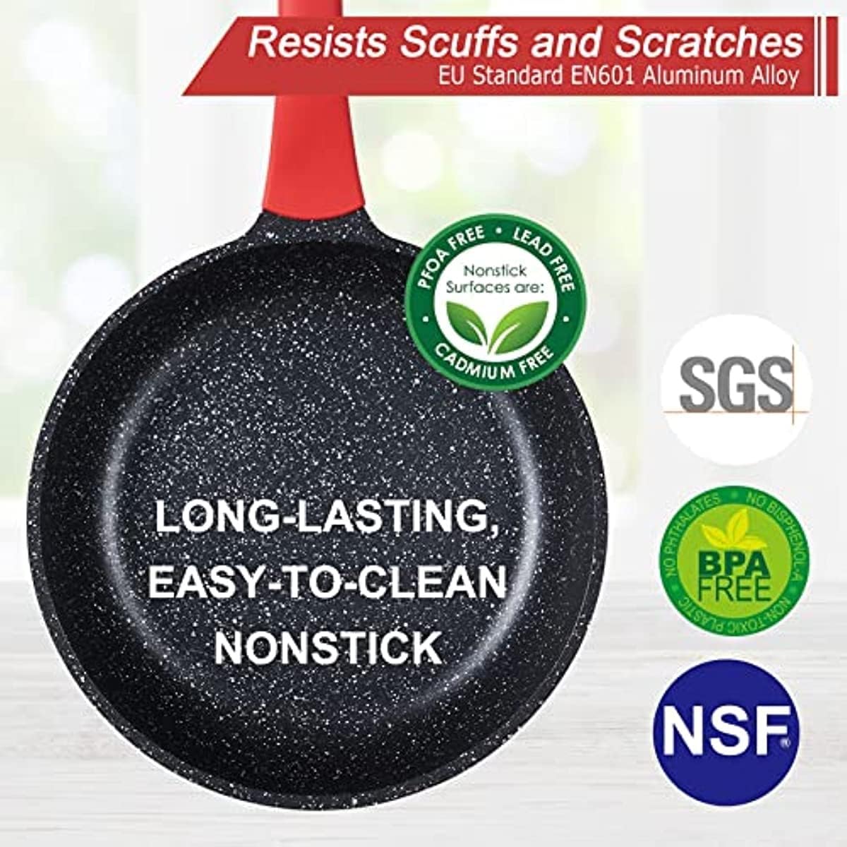 Pots and Pans Set,16-Piece Cookware Sets Nonstick Granite Coating, Induction Kitchen Cookware Easy to Clean